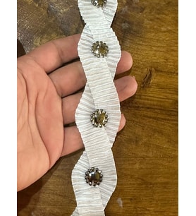 EN 4 CM BONCUKLU SAÇ ÖRME BEYAZ ŞERİT DİKİŞ GİYİM AKSESUARI 1 METRE