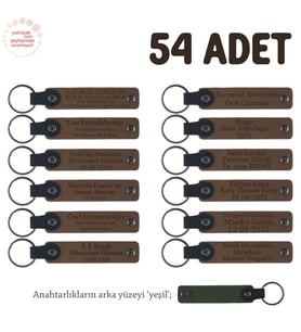 Kahverengi & Yeşil, Anneler Günü İçin İsim Yazılı Anı Anahtarlık 54’lü Set, Özel Etkinlikler İçin (Açık Kahve)