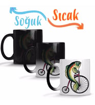 Feminism Fish Without A Bicycle Balık Sihirli Kupa Bardak Porselen