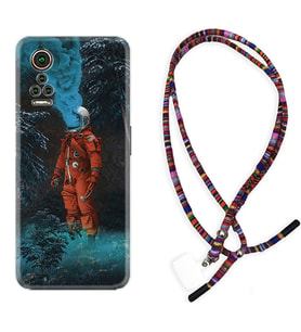 General Mobile GM 21 Pro GM 22 Pro Plus Kılıf Boyun Asklı Rasta Silikon Astronot Smoke 1769