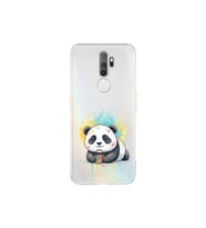 Oppo A9 2020 ile Uyumlu Splash Panda Tasarımlı Şeffaf Silikon Kılıf