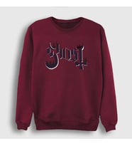 Presmono Unisex Bordo Logo Ghost Sweatshirt 52106tt (Bordo)