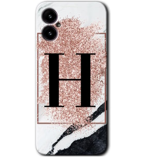 Omix X5 Kılıf HD Desen Baskılı Arka Kapak - Pembe Mermer Desenli H Harfi
