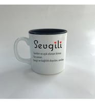 Sevgili Baskılı Siyah Multi Kupa