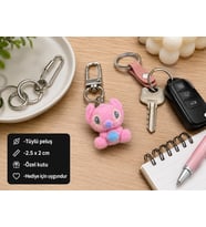 Pembe Sevimli Yaratık Charm Anahtarlık Peluş Çanta Süsü Hediyelik Aksesuar