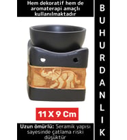 Dekoratif Hediye Aromaterapi Meditasyon Tütsülük Şık Seramik Fil Tasarımlı Buhurdanlık 11 X 9 Cm