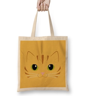 Cute Ginger Cat Ginger Stripped Cat Bez Çanta Uzun Saplı