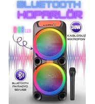 Büyük Boy Party Box Bluetooth Hoparlör Taşınabilir Şarjlı Kablosuz Karaoke Mikrofonlu Ses Sistemi