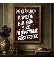 BK Gift Vintage Klasik Sanat Esprili Sözlü Masif Ahşap Çerçeveli Dekoratif Tablo - 36