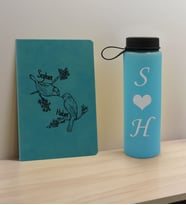 BK Gift Sevgiliye Özel İsimli Turkuaz Defter ve Cam Matara Hediye Seti-11, Sevgiliye Hediye, Sevgililer Günü, Yeni İş Hediyesi