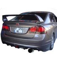 Honda Civic FD6 (2006-2011) Mugen RR Tek Çıkış Arka Tampon Eki - Difüzör (Plastik)