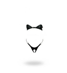 Mulvxbrf Brf02 Siyah Harness Takım Suni Deri Zincir Detaylı Bralet Alt Takımı - Brf1234 (Mulvix)