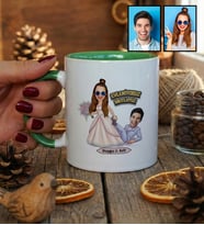 Kişiye Özel Karikatürlü Gelin Damat Evleniyoruz Mutluyuz Kupa Bardak Sevgililer Günü Hediyesi