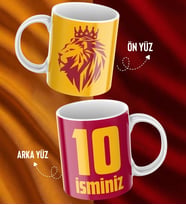 Kişiye Özel İsim Ve Numara Baskılı Sarı Kırmızı Tasarımlı Kupa Bardak - Hediyelik