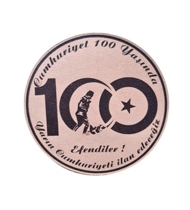 CUMHURİYETİN 100. YILI Deri PEÇ  -Arma - Leather Patch (Bej)