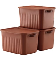 3 Adet 15 Litre Çok Amaçlı Düzenleyici Kapaklı Kutu, Dekoratif Saklama Kutusu, 35x25x22cm