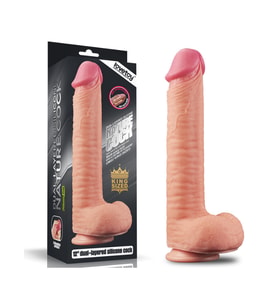 Censan 12 İnç Dual Layered Platinum Silicone Cock Dildo