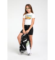 5-14 Yaş Kız Çocuk Baskılı Kısa Boy Tshirt Beyaz