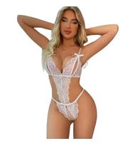 Fantezi Büyük Beden Beyaz Dantelli Babydoll