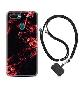 Oppo A5S A15 A16 A54 A55 A73 A74 Kılıf Boyun Askılı Silikon Red Smoke 1745
