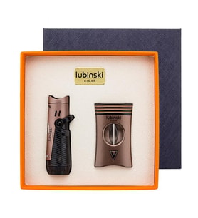 Lubinski Yeni Seri Çakmak Ve Kesici Puro Seti Bronz LB-718