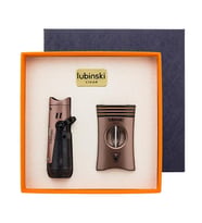 Lubinski Yeni Seri Çakmak Ve Kesici Puro Seti Bronz LB-718