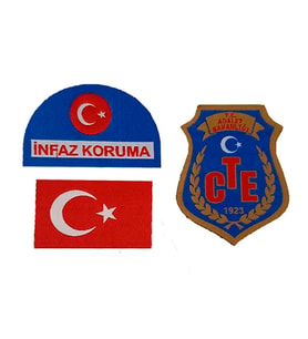 CTE (İnfaz Koruma) Arması 3'lü Set (Göğüs ve Kol Arması) Cırtlı Örme Dokuma Model