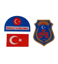 CTE (İnfaz Koruma) Arması 3'lü Set (Göğüs ve Kol Arması) Cırtlı Örme Dokuma Model