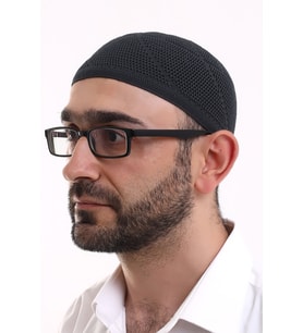 Dantel Pamuklu Triko Makine Örme Takke Siyah