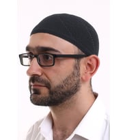 Dantel Pamuklu Triko Makine Örme Takke Siyah
