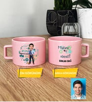 Kişiye Özel Karikatürlü Makine Mühendisi Hediye Pastel Fincan Erkek Makine Mühendisine Mühendisler Günü Hediyesi (Pembe)