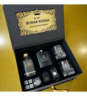 İsimli Premium Viski Bardağı ve Taşlı Hediye Koleksiyonu