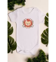 Kız Bebek Aslan Baskılı Beyaz Çıtçıtlı Body 5039