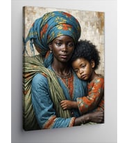 Kanvas Tablo Afrika Desenli Kadın Ve Çocuk