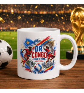 BK Gift Kongo Taraftar Temalı 2026 Dünya Kupası Tasarımlı Beyaz Kupa Bardak