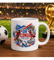 BK Gift Kongo Taraftar Temalı 2026 Dünya Kupası Tasarımlı Beyaz Kupa Bardak
