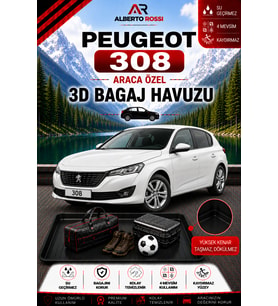 Peugeot 308 2022 - 2026 Araca Özel 3D Bagaj Havuzu