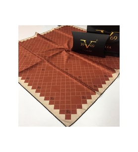 Geometrik Desen Black Seri Twill Eşarp Eşarp Askısı ile Birlikte 90x90 cm Kiremi
