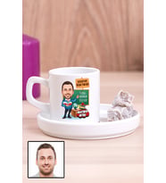 Erkek Edebiyat Öğretmenine Özel Hediye Karikatürlü Concept Türk Kahvesi Fincanı