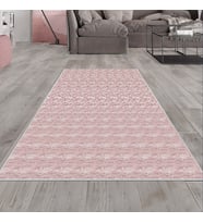 Pudra Eskitme Desen Yıkanabilir Kaymaz Taban Leke Tutmaz Modern Salon Halısı ve Yolluk