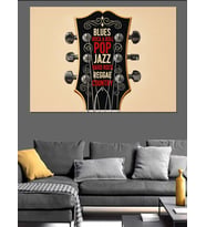 "Jazz Music" Gitar Sanat Dekoratif Kanvas - Mdf Ahşap Tablo