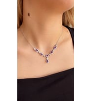925 ayar gümüş ametist taşlı set