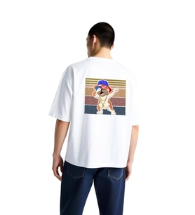 Erkek Oversize Tişört Komik Bulldogu Patriot Güneş Gözlüğü Altın Zincir Baskılı Rahat Günlük Modern