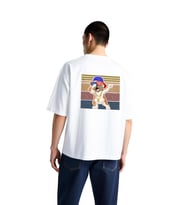 Erkek Oversize Tişört Komik Bulldogu Patriot Güneş Gözlüğü Altın Zincir Baskılı Rahat Günlük Modern