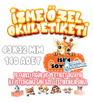 Okul Etiketi Kalem Defter Etiketi İsme Özel Etiket SET14