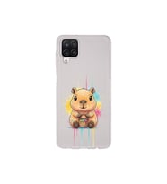 Samsung Galaxy A12 ile Uyumlu Splash Kapibara Tasarımlı Şeffaf Silikon Kılıf