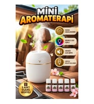 Mini Aromaterapi Difüzörü ve Hava Nemlendirici – 5 Esans Hediyeli LED Işıklı