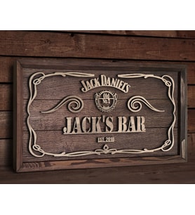 BK Gift Özel Yapım İsimli Kabartma Figür Temalı Meşe Ağacı Ahşap Bar Tablosu, Ev Dekorasyonu, Duvar Dekoru, Bar Tablo-7