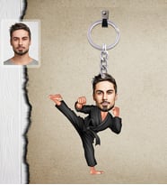 Kişiye Özel Sporcu Karikatürlü  Ahşap Anahtarlık Bay-5-Eco