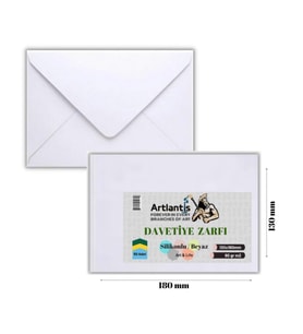 Zarf 13x18 Davetiye Zarfı Beyaz 50'li 1 Paket Artlantis Beyaz Davetiye Zarfı 13*18 50'li 1 Paket